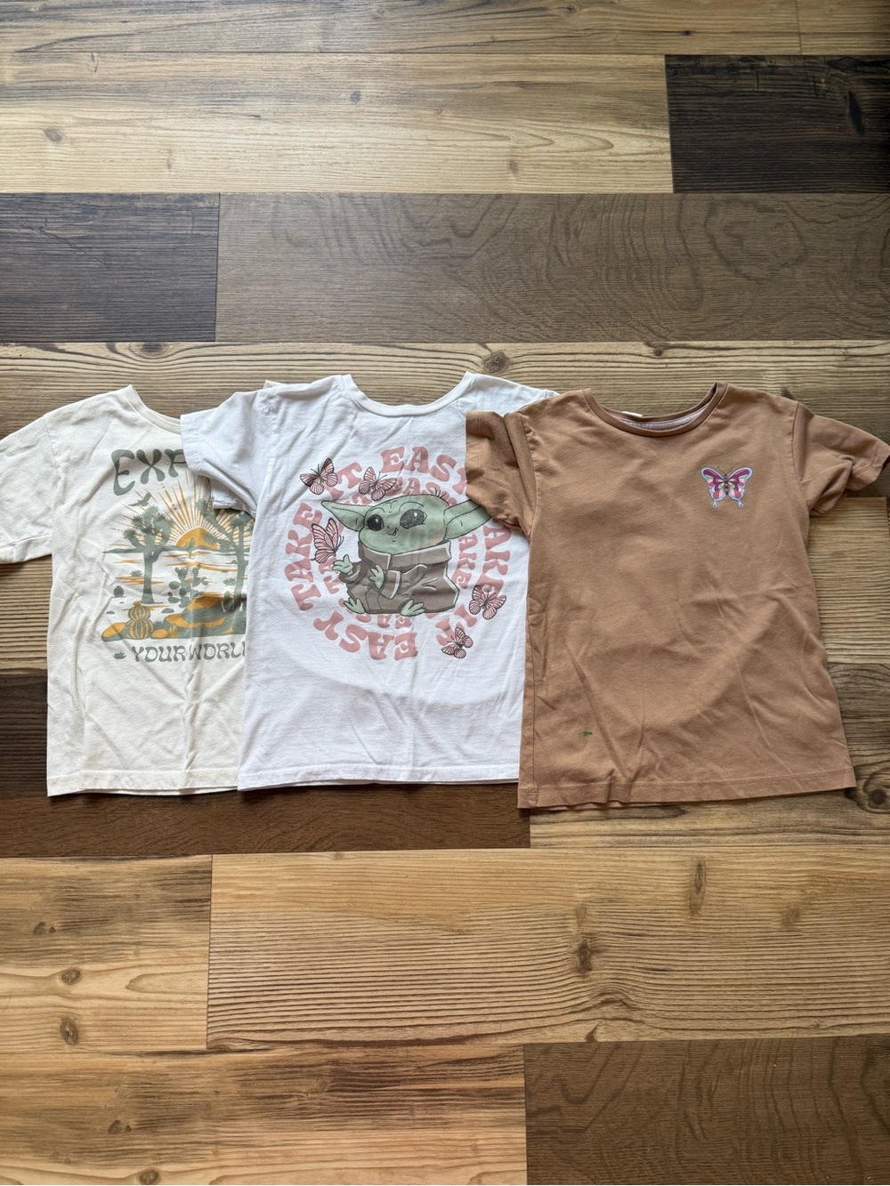 wonder nation Kids Short Sleeve Tees - White, Cream & Brown Girls size S